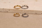 ASTM F-136 Implant Grade Titanium Pave Huggie Hoop Earrings