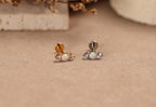 Titanium Round Opal CZ Screw Back Stud Earrings