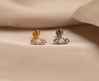 Titanium Round Opal CZ Screw Back Stud Earrings