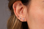 Titanium Push Pin Marquise CZ Flat Back Stud 3.5mm, 4mm, 5mm