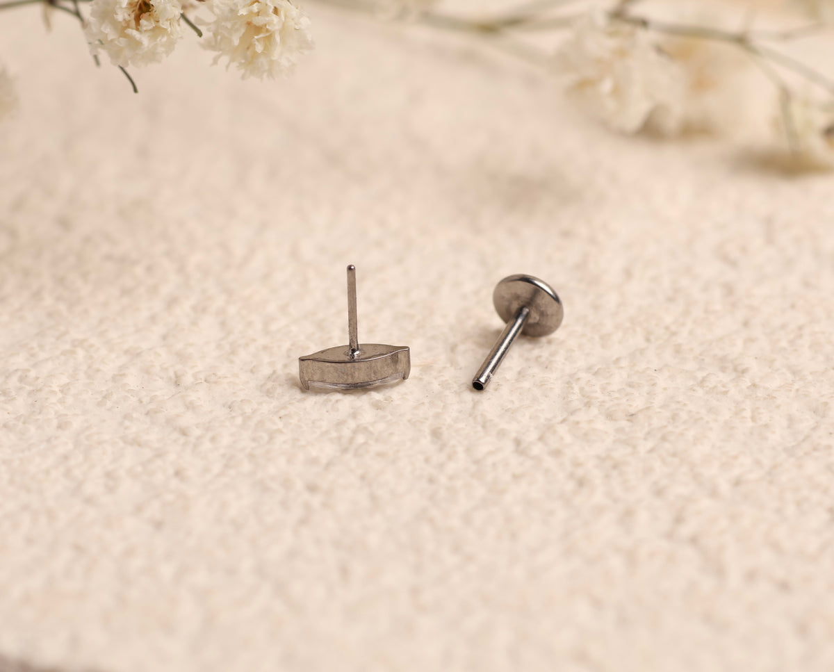 Titanium Push Pin Marquise CZ Flat Back Stud 3.5mm, 4mm, 5mm