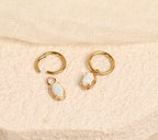 Titanium Opal Oval Dangle Huggie