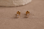 Titanium Internal Threaded Pear CZ Starburst Flat Back Earrings