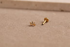 Titanium Internal Threaded Pear CZ Starburst Flat Back Earrings