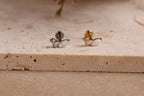 Titanium Opal Marquise Leaf CZ Flat Back Internal Threaded Stud