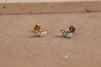 Titanium Opal Marquise Leaf CZ Flat Back Internal Threaded Stud
