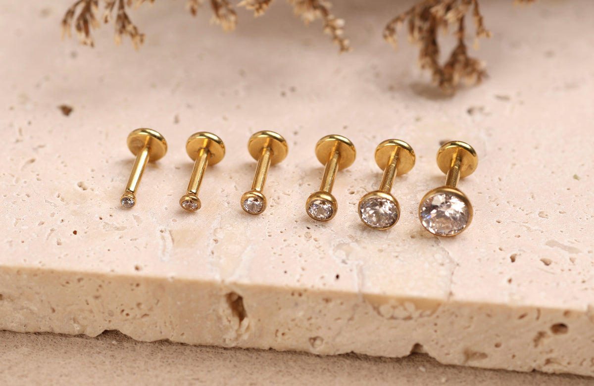 Titanium Bezel Setting Round Tiny Push Pin Stud