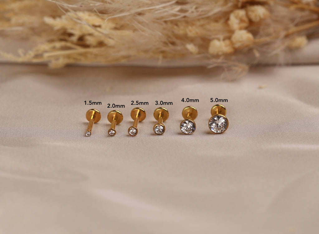 Titanium Bezel Setting Round Tiny Push Pin Stud