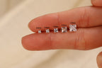 Titanium Push Pin Princess Cut CZ Flat Back Studs