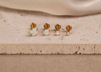 Titanium Push Pin Opal Prong Setting Flat Back Stud