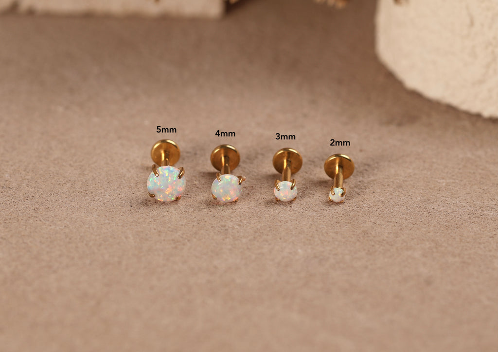 Titanium Push Pin Opal Prong Setting Flat Back Stud