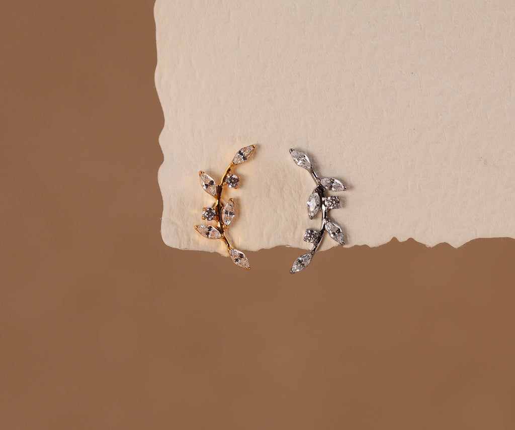 Titanium Threadless Curved Marquise Leaf  Vine Stud