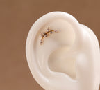 Titanium Threadless Curved Marquise Leaf  Vine Stud