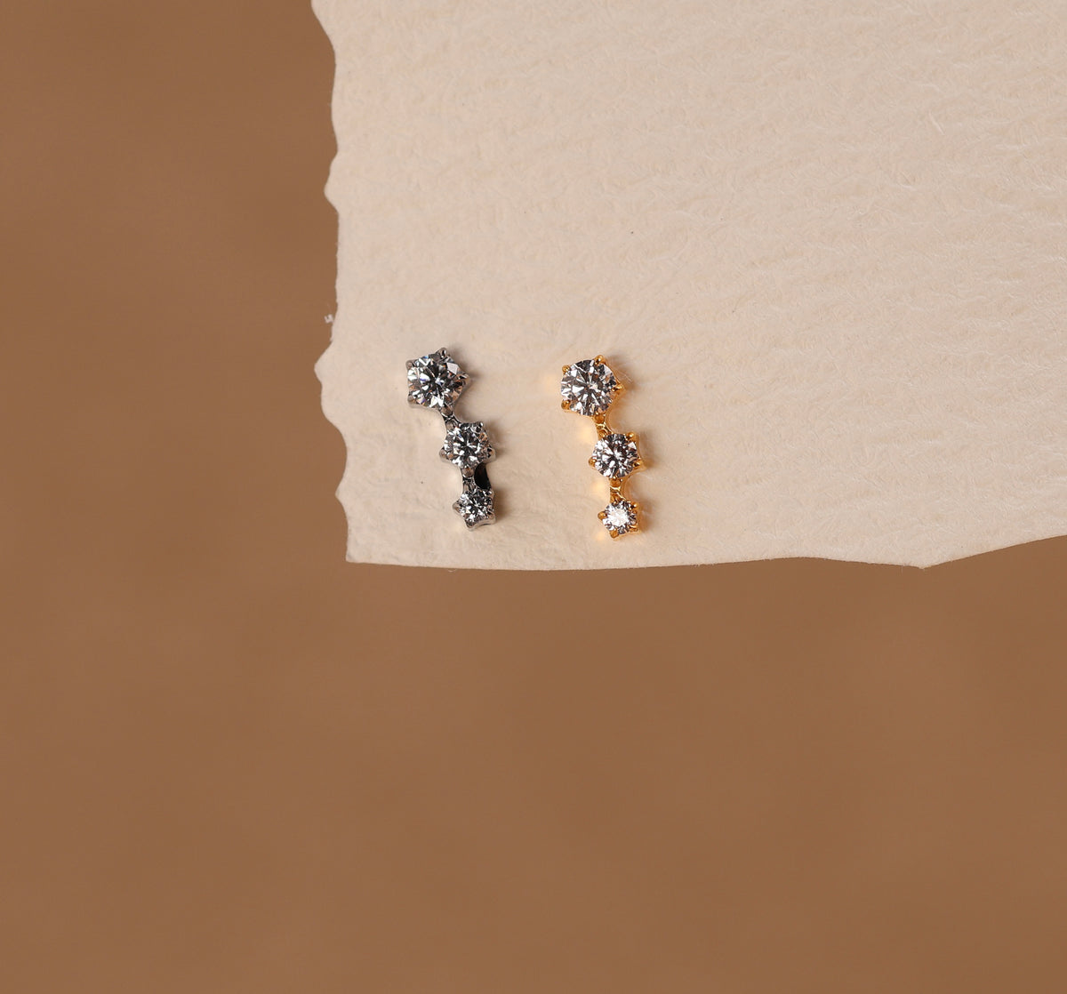 Titanium Threadless Graduated Triple Sparkle Flat Back Stud