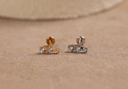Titanium Threadless Graduated Triple Sparkle Flat Back Stud