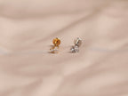 Titanium Threadless Tiny Oval & Round Duo Flat Back Stud