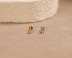Titanium Threadless Tiny Oval & Round Duo Flat Back Stud