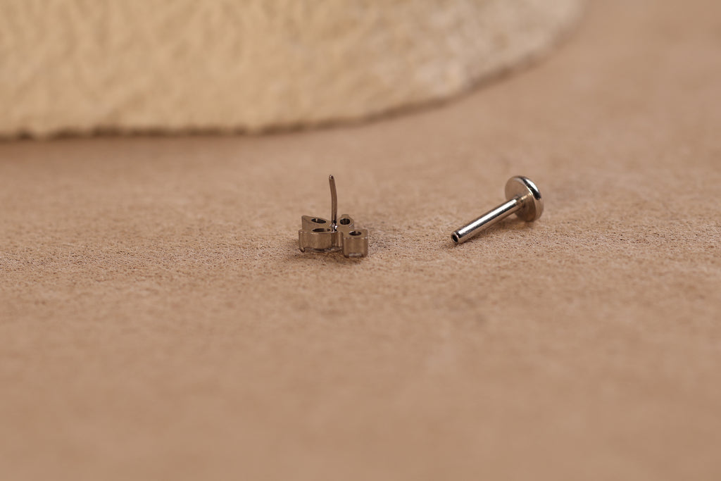 Titanium Triple Marquise Leaf & Round Drop Threadless Stud