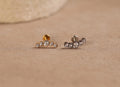 Titanium Curved Five Stone Bezel Arc Threadless Flat Back Stud
