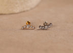 Titanium Curved Five Stone Bezel Arc Threadless Flat Back Stud