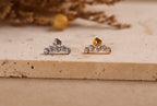 Titanium Curved Five Stone Bezel Arc Threadless Flat Back Stud