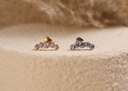 Titanium Curved Five Stone Bezel Arc Threadless Flat Back Stud