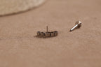 Titanium Curved Five Stone Bezel Arc Threadless Flat Back Stud