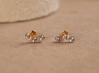 Titanium Curved Round & Baguette Crown Internal Threaded Flat Back