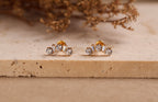 Titanium Curved Round & Baguette Crown Internal Threaded Flat Back