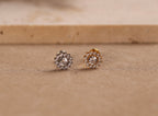 Titanium Threadless Sparkling Flower Flat Back Stud