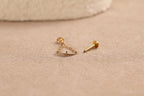 Titanium Curved Bar & Draped Chain Drop Marquise Internal Threaded Flat Back