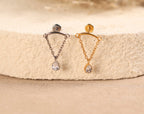 Titanium Curved Bar & Pear Chain Drop Internal Threaded Flat Back