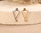 Titanium Curved Bar & Draped Chain Drop Marquise Internal Threaded Flat Back