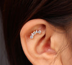 Titanium Curved Round & Baguette Crown Internal Threaded Flat Back
