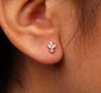 Titanium Triple Marquise Leaf & Round Drop Threadless Stud