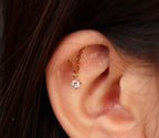 Titanium Curved Bar & Draped Chain Drop Internal Threaded Flat Back