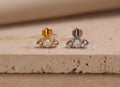 Titanium Round Opal CZ Screw Back Stud Earrings