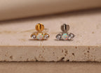 Titanium Round Opal CZ Screw Back Stud Earrings