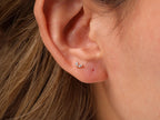 Titanium Duo CZ Leaf Push Pin  Flat Back Stud