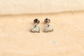 16G/18G Titanium Double Marquise Opal & CZ Chain Stud Earrings –  Flat Back Minimal Marquise Opal Drop, Screw Back Cartilage Earrings N134
