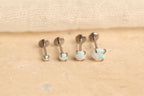 16G/18G/20G Titanium Opal Labret Stud Earrings – Threadless Opal Cartilage Earrings, Titanium Flat Back Stud- Tragus Earring, Helix N132