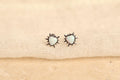 18G/16G Titanium Opal Heart Sunburst Screw Back Stud Earrings, Flat Back Cartilage Earrings, Internally Threaded Labret, Helix Tragus N142