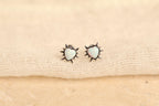 18G/16G Titanium Opal Heart Sunburst Screw Back Stud Earrings, Flat Back Cartilage Earrings, Internally Threaded Labret, Helix Tragus N142