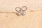16G/18G Titanium Opal Halo Hoop Dangle, Hypoallergenic Hoop, Minimal Round Drop Earrings – Everyday Elegant Jewelry N149