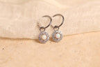 16G/18G Titanium Opal Halo Hoop Dangle, Hypoallergenic Hoop, Minimal Round Drop Earrings – Everyday Elegant Jewelry N149