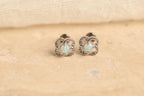 16G/18G Titanium Clover Opal Studs - Dainty Flat Back Earrings - Hypoallergenic White Fire Opal  Jewelry - Threaded earring N138