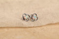 16G/18G Titanium Clover Opal Studs - Dainty Flat Back Earrings - Hypoallergenic White Fire Opal  Jewelry - Threaded earring N138