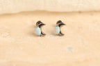 16G/18G Titanium Opal Crescent Moon Stud Earrings –  Flat Back Minimal Celestial Screw Back Earrings, Tiny Moon Jewelry, N135