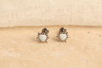 18G/16G Titanium Opal Heart Sunburst Screw Back Stud Earrings, Flat Back Cartilage Earrings, Internally Threaded Labret, Helix Tragus N142