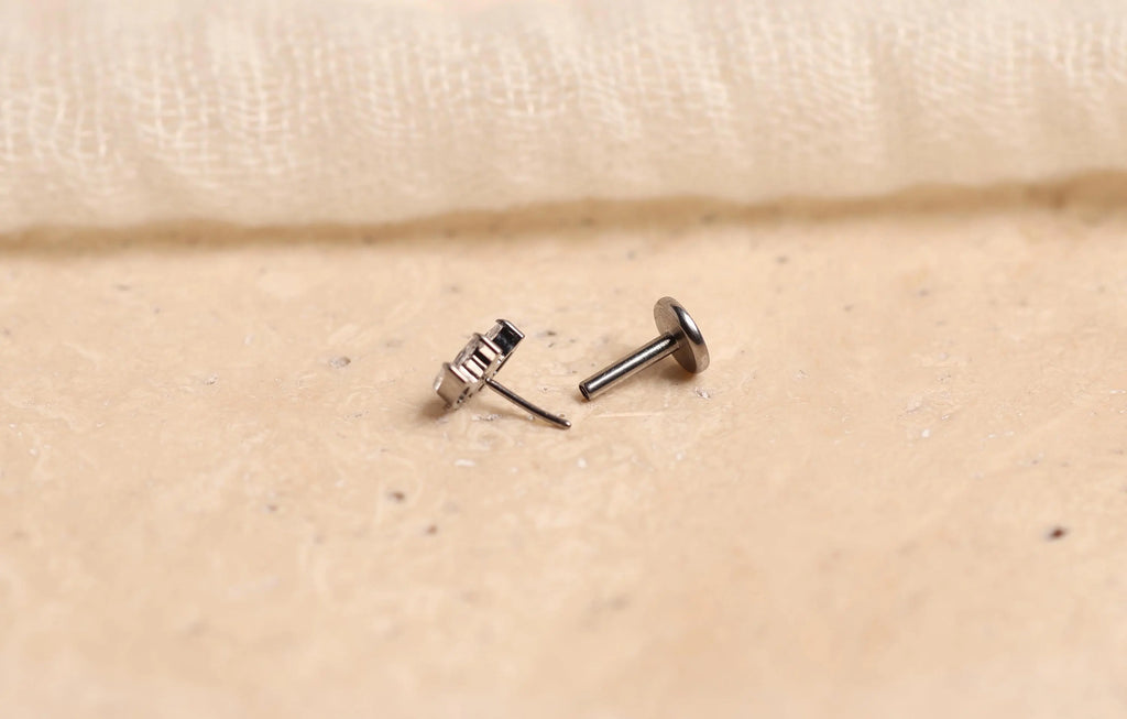 Titanium Push Pun Triple Marquise Flat Back Stud